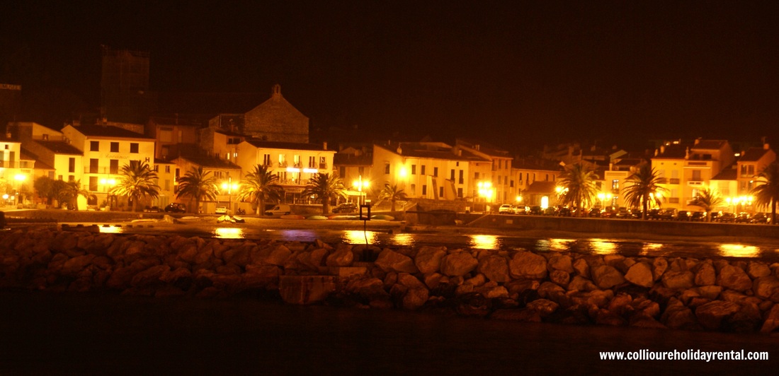 Collioure main street at night