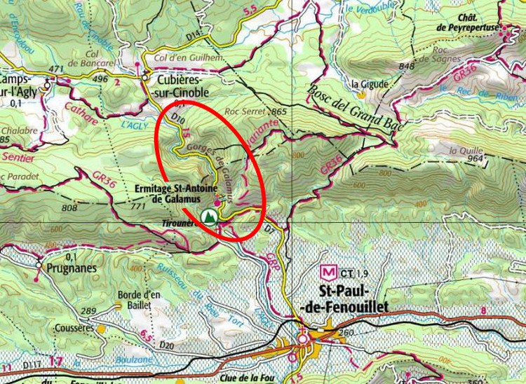 Map of Gorges de Galamus