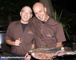 Peter with the fish specials at Le Jardin de Collioure