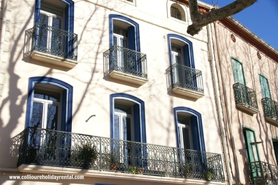 Wrought ironwork balconies in Collioure